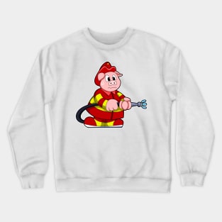 Pig as Firefighter with Fire extinguisher Crewneck Sweatshirt